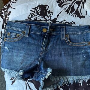 True Religion Keira Blue Denim Cutoff Shorts